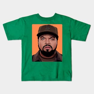 Ice Cube Portrait- Orange Background Kids T-Shirt